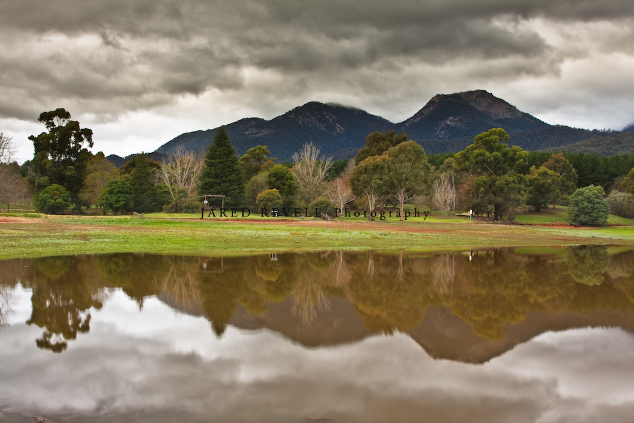 Mt Buffalo over Lake Buffalo